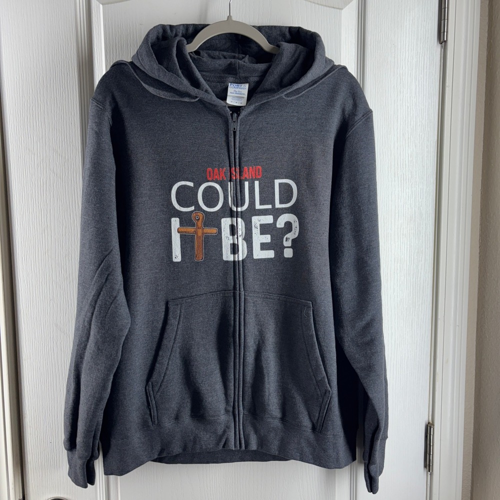 Port & Company Oak Island Could It Be? Zip Up Hoodie Heather Gray Medium